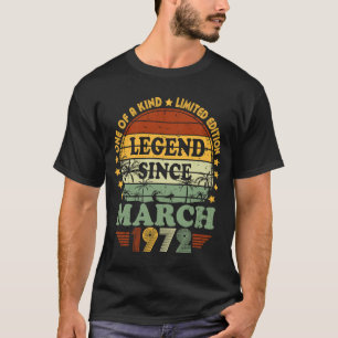 T-shirt Légende depuis mars 1972 51e anniversaire 51 ans