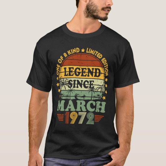 T-shirt Légende depuis mars 1972 51e anniversaire 51 ans (Devant)