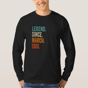 T-shirt Légende depuis mars 1980 43e anniversaire
