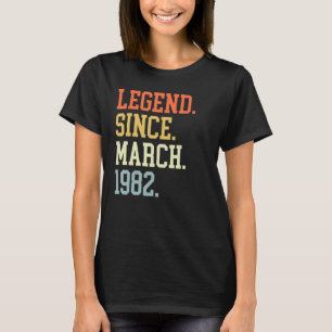 T-shirt Légende Depuis Mars 1982 Pour Hommes Femmes Mars 1