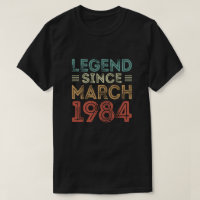 Légende Depuis mars 1984, tee-shirts d'anniversair