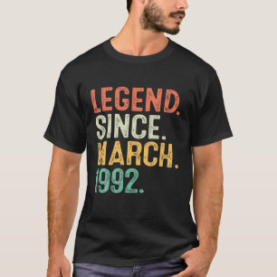 T-shirt Légende Depuis Mars 1992 30E Anniversaire 30 Ans