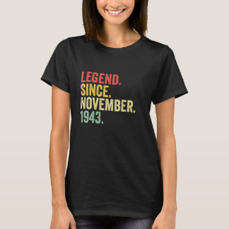 T-shirt Légende depuis novembre 1943 79 Ans 79e Birt