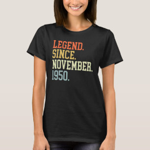 T-shirt Légende Depuis Novembre 1950 Pour Hommes Femmes No