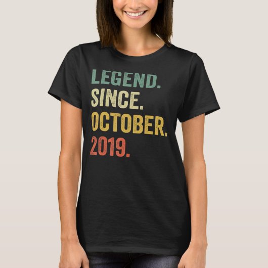 T-shirt Légende depuis octobre 2019 3e anniversaire Cadeau (Devant)