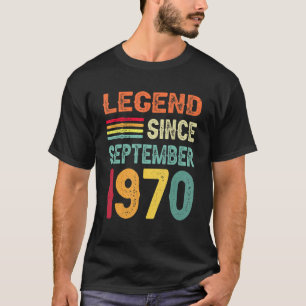 T-shirt Légende depuis septembre 1970 52e anniversaire 52