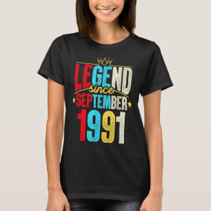 T-shirt Légende depuis septembre 1991 Cadeaux d'anniversai