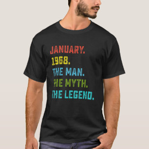 T-shirt Légende du mythe masculin Janvier 1968 55e anniver