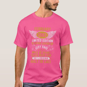 T-shirt Légende Née En Février 1961 Anniversaire Vintage