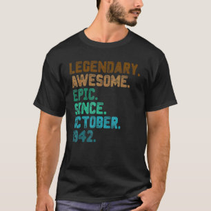 T-shirt Légende vieille de 80 ans depuis octobre 1942 80e