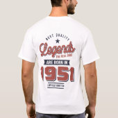 T-shirt Légendes De Qualité Les Véritables Sont Nés En 195 (Dos)