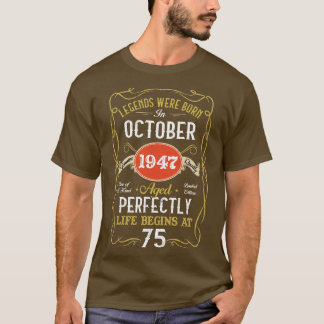 T-shirt Légendes Né En Octobre 1947 75e Anniversaire 75 An