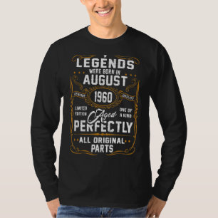 T-shirt Légendes Nées En Août 1960 62 Ans Pour