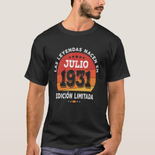 T-shirt Légendes Nées En Juillet 1931 91e Anniversaire 91