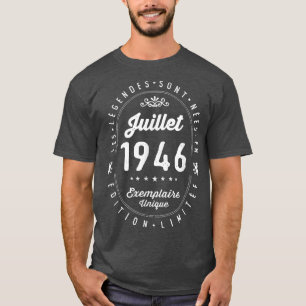 T-shirt Légendes Nées En Juillet 1946 76e Anniversaire 76