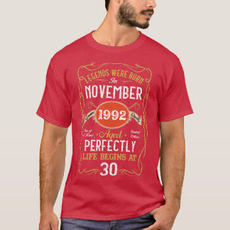 T-shirt Légendes Nées En Novembre 1992 30e Anniversaire 30