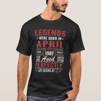 T-shirt Légendes Où Est Né En Avril 1987 34Ème Anniversair
