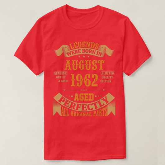 T-shirt Legends Born In August 1962 60th Birthday Funny 60 (Design devant)