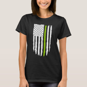 T-shirt Légère Ligne Verte Drapeau Américain Pour Vegan Et