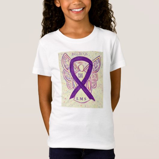 T-Shirt Leiomyosarcoma (LMS) Sensibilisation Ribbon Angel (Devant)