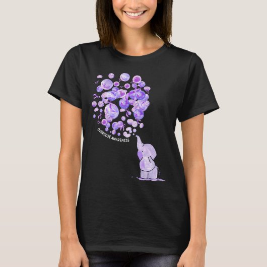 T-shirt L'éléphant Bombarde violet Surdose Aware (Devant)