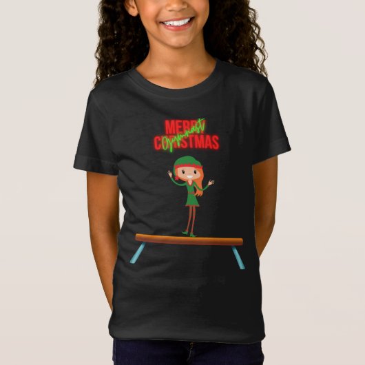T-Shirt L'elfe de gymnastique de Noël (Devant)
