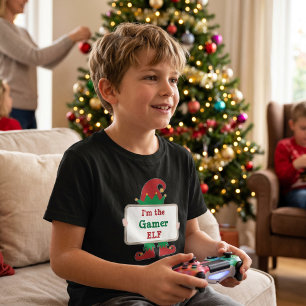 T-shirt L'elfe gamer Elfe de Noël personnalisé pour enfa