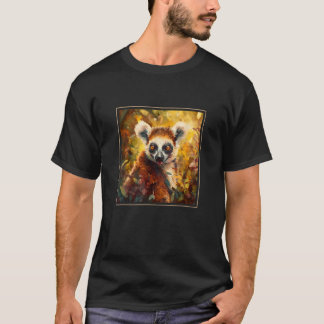 T-shirt Lémur Jardin Fleurs Peinture Animaux Maman Papa