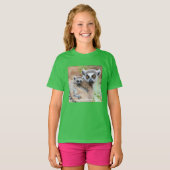 T-shirt Lémurien à queue annelée bébé sur le dos de sa mèr (Devant entier)