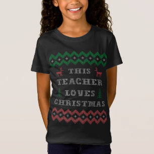 T-Shirt L'Enseignant Aime L'Arbre De Noël, Le Rindeer Et L