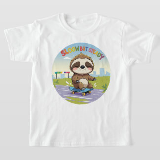 T-shirt Lent Mais Régulier - Joli Sloth Skateboard