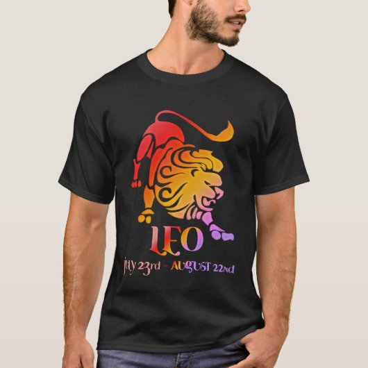 T-shirt Leo Astrologie Lion Zodiac Rouge & Orange (Devant)