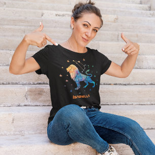T-shirt Leo Constellation Zodiac Aquarelle Étoiles Galaxie