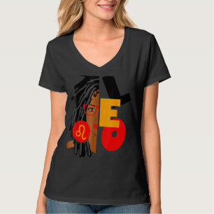 T-shirt Leo Girl Afro Locs Girl Zodiac Signes Anniversaire
