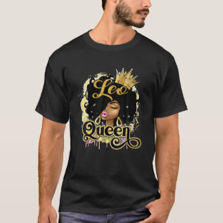 T-shirt Leo Queen Afro Girl Zodiac Signes Anniversaire Cad