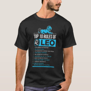 T-shirt Leo Zodiac Anniversaire Top 10 Règles De Leo