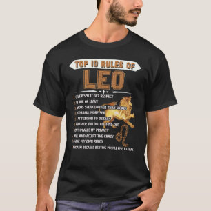 T-shirt Leo Zodiac Cadeau Anniversaire Top 10 Règles De Le