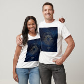 T-shirt Leo Zodiac Constellation Lion in Faux-Gold on Nigh (Unisexe)