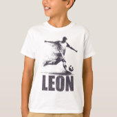 T-shirt Leon Soccer Boys Personalized First Name Leon  (Devant)