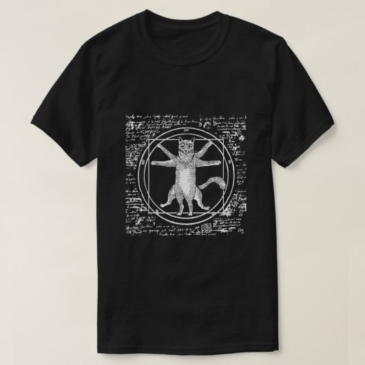T-shirt Leonardo Da Vinci Vitruvian amoureux des chats (Design devant)