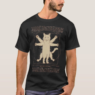 T-shirt Leonardo Da Vinci Vitruvian amoureux des chats Lin