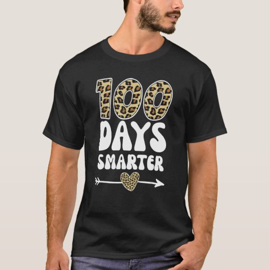 T-shirt Leopard 100 Days Smarter Teacher Student 100th Day (Devant)