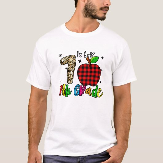 T-shirt Leopard 7 est pour la Appl rouge mou de septième a (Devant)