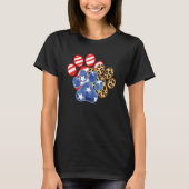 T-shirt Leopard American Flag Hearts 4 juillet Chien Paw P (Devant)