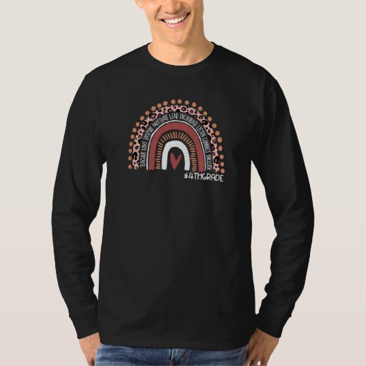 T-shirt Leopard Arc-en-ciel Bonjour 4e année enseignant Pr (Devant)