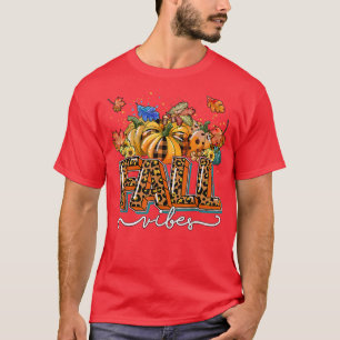 T-shirt Léopard Automne Vibes Citrouille Saison Automne Qu