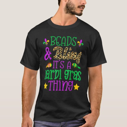 T-shirt Leopard Beads And Bling It's A Mardi Gras Thing Ma (Devant)