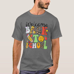 T-shirt Leopard Bienvenue Retour À L'École Smile Face Ense