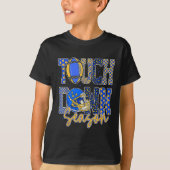 T-shirt Leopard Blue Gold Checkered Football Touchdown Sea (Devant)