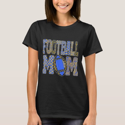 T-shirt Leopard Blue Gold Checkered Football Touchdown Sea (Devant)